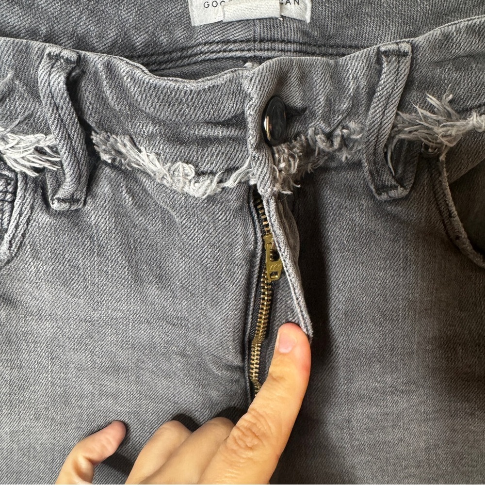 Good American Jeans Women's 10 Gray Good Waist Crop Skinny Raw Chewed Hem - Picture 3 of 9